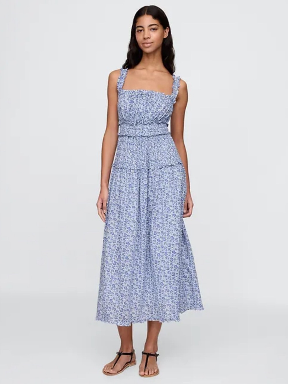 Doen Blue Floral Midi Dress